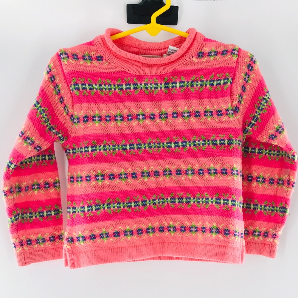 VTG New Legends Toddler Fairisle Coral Sweater